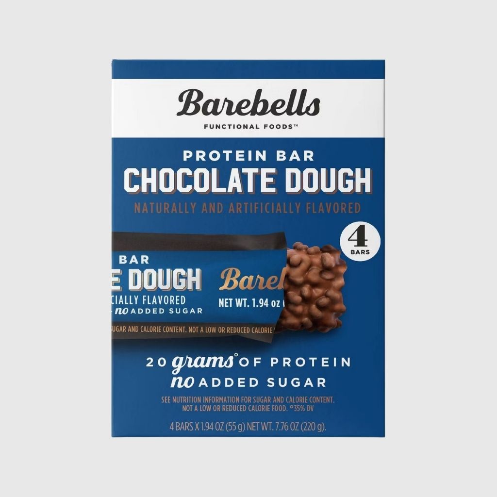 Caja con 4 barras de proteína Barebells Chocolate Dough de 55 g